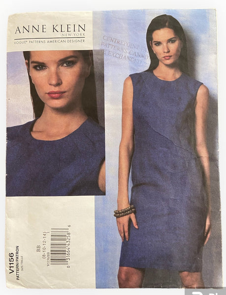 Vogue v1156 American Designer Anne Klein New York dress sewing pattern. Bust 31.5, 32.5, 34, 36 inches