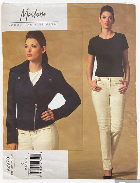 Vogue v2973 vintage from 2002 Claude Montana jacket and pants sewing pattern Bust 32.5, 34, inches