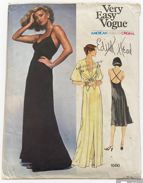 Vogue 1560 vintage 1970s Vogue Designer Original  Edith Head sewing pattern Bust 36 inches