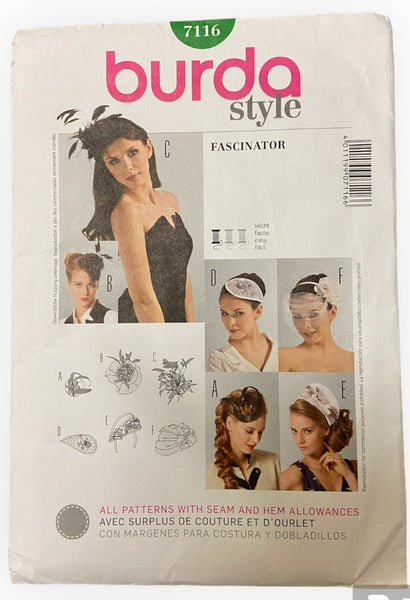 Burda 7116 fascinator sewing pattern from the 2000s