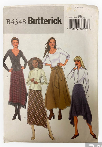 Butterick B4348 skirts sewing pattern from the 2000s. Waist 28, 30, 32, 34 inches
