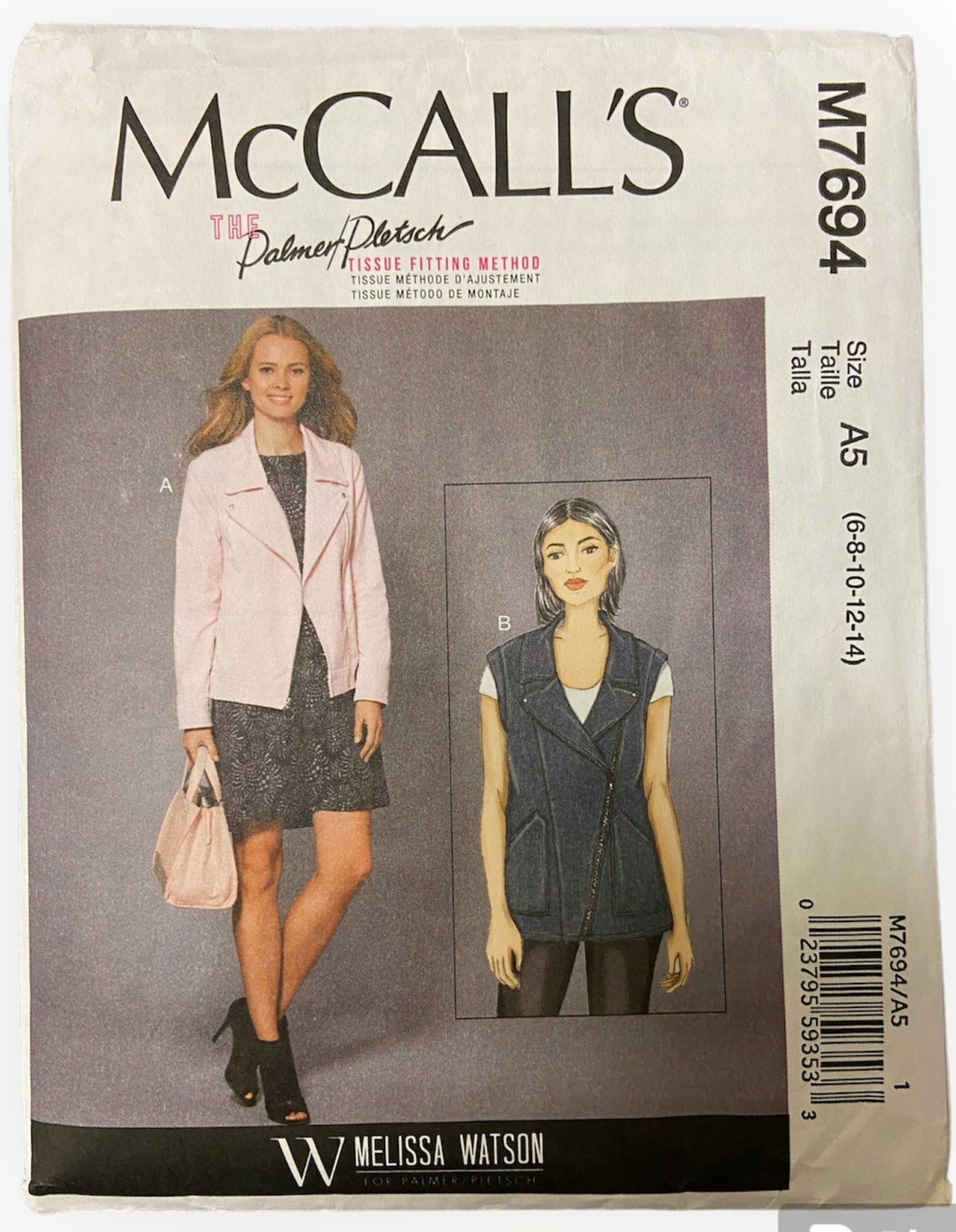 McCall's M7694 jacket and gilet sewing pattern from the 2000s. Bust 30.5, 31.5, 32.5, 34, 36 inches