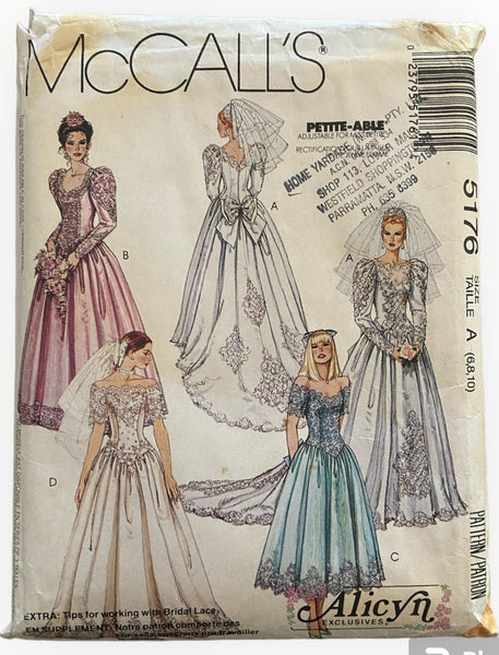 McCall's 5176 Alicyn bridal gown and bridesmaid dress pattern Bust 30.5, 31.5, 32 inches