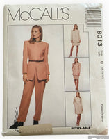 McCall's 8013 vintage 1990s Jones New York jacket, dress, pants and skirt sewing pattern. Bust 31.5, 32.5, 34 inches
