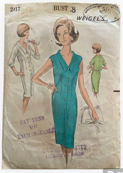 Weigel's 2417 vintage 1960s dress sewing pattern Bust 38 inches