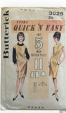 Butterick 3028 vintage 1960s Quick and Easy dress or jumper and blouse sewing pattern. Bust 36 inches