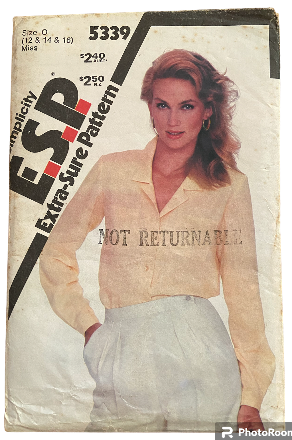 Simplicity 5339 vintage 1980s blouse sewing pattern Bust 34, 36, 38 inches