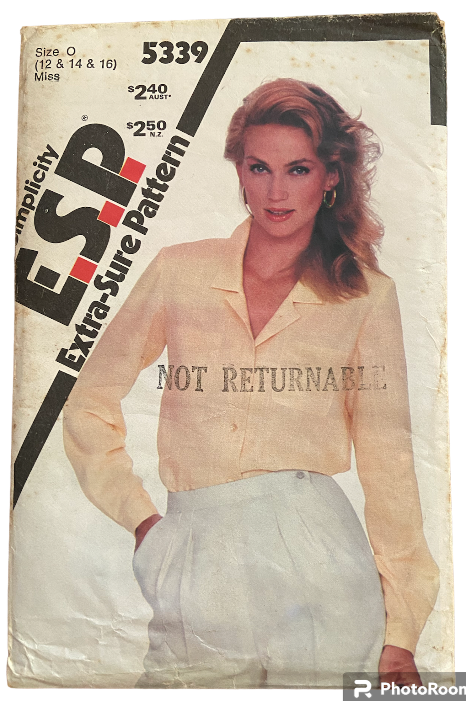 Simplicity 5339 vintage 1980s blouse sewing pattern Bust 34, 36, 38 inches