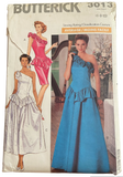 Butterick 3013 vintage 1980s evening dress pattern Bust 30.5, 31.5, 32.5 inches
