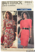 Butterick 3662 vintage 1980s David Warren dress pattern . Bust 30.5, 31.5, 32.5 inches