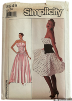Simplicity 8949 vintage 1980s evening dress pattern Bust 36 inches