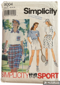 Simplicity Sports 9004 vintage 1990s women's top, shirt, cap and shorts sewing pattern. Bust 34, 36, 38 inches