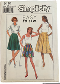 Simplicity 9110 Vintage 1980s culottes sewing pattern. Waist 26 1/2 - 28 - 30 inches. Uncut