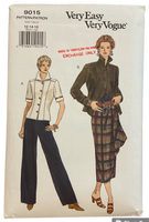 Vogue 9015 vintage 1990s women's jacket, skirt and pants sewing pattern. Bust 34, 36, 38 inches