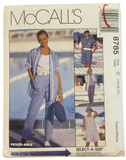 McCall's 8785 vintage 1990s non-stop wardrobe shirt, top, pull-on pants and shorts sewing pattern. Bust 32.5, 34, 36 inches