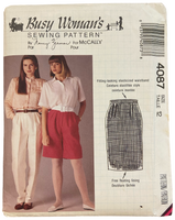 McCall's 4087 Busy Woman by Nancy Zieman vintage 1990s skirt, pants and shorts sewing pattern. Waist 26.5 inches