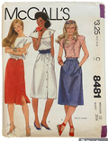 McCall's 8481 vintage 1980s skirts pattern. Wiast 26.5 inches