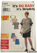 Simplicity 7564 vintage 1990s women's top and shorts sewing pattern. Bust 40-50 inches