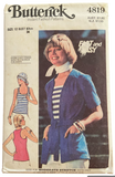 Butterick 4819 1970s cardigan, belt  and top sewing pattern Bust 34 inches