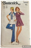 Butterick 5815 vintage 1970s dress and pantssewing pattern. Bust 34 inches