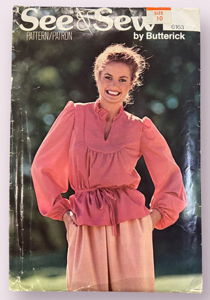 Butterick 6163 vintage 1970s blouse sewing pattern. Bust 32.5 inches