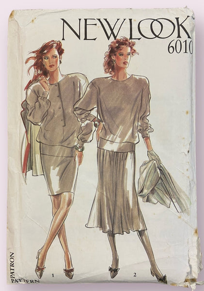 New Look 6010 vintage 1980s top and skirt sewing pattern Bust 31.5-40 inches