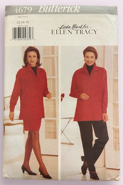 Butterick 4679 Linda Allard for Ellen Tracy vintage 1990s tunic skirt and pants sewing pattern Bust 34, 36, 38 inches