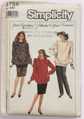 Simplicity 8756 vintage 1980s maternity pants, skirt and pullover top sewing pattern Bust 36-38 inches