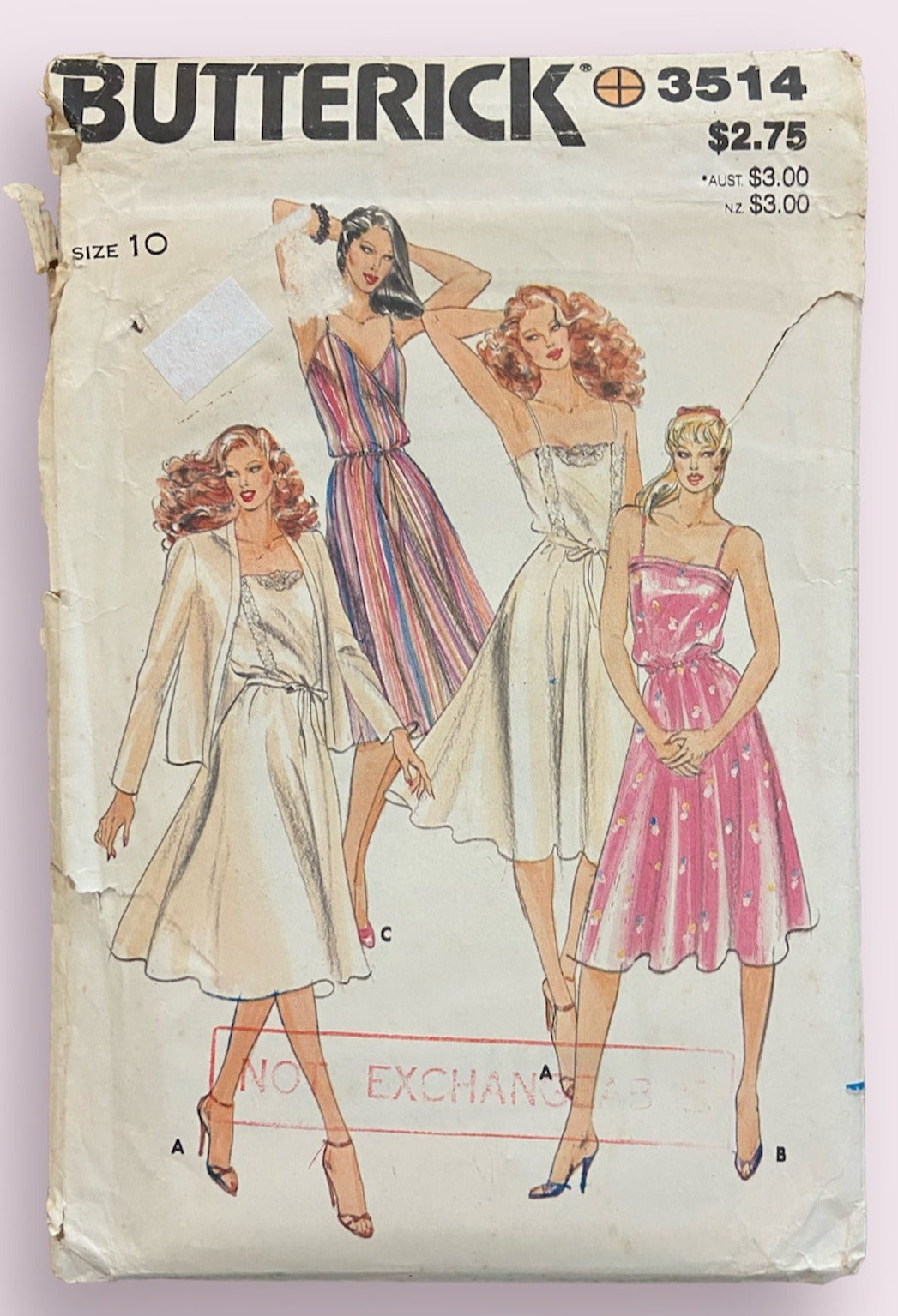 Butterick 3514 vintage 1980s dress and jacket sewing pattern Bust or chest 32.5 inches