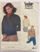 Vogue American Designers Calvin Klein 2758 vintage 1980s jacket sewing  pattern. Bust 34 inches