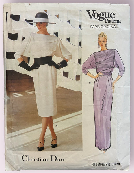 Vogue Paris Original Christian Dior 1404 vintage 1980s dress sewing pattern Bust 36 inches