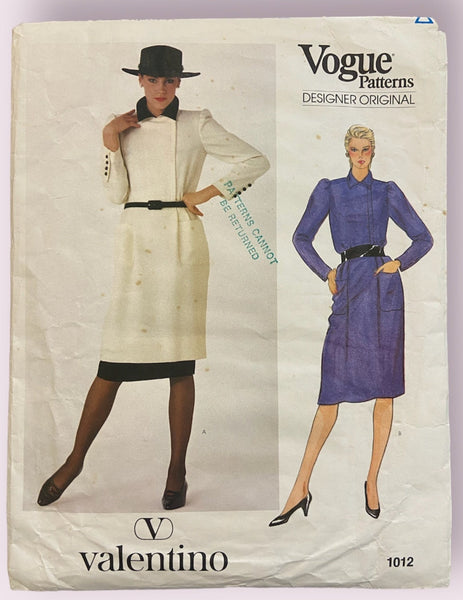 Vogue Designer Original Valentino 1012 vintage 1980s dress sewing pattern Bust 36 inches