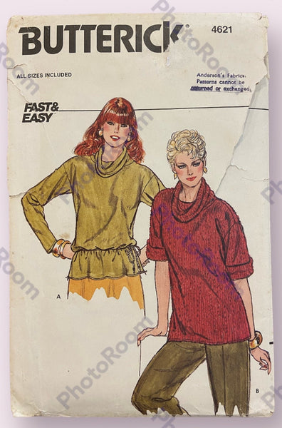 Butterick 4621 vintage 1980s top sewing pattern. Bust 30.5-44 inches