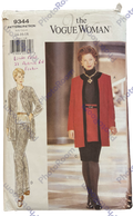 The Vogue Woman 9344 vintage 1990s jacket, skirt and pants sewing pattern Bust 36, 38, 40 inches