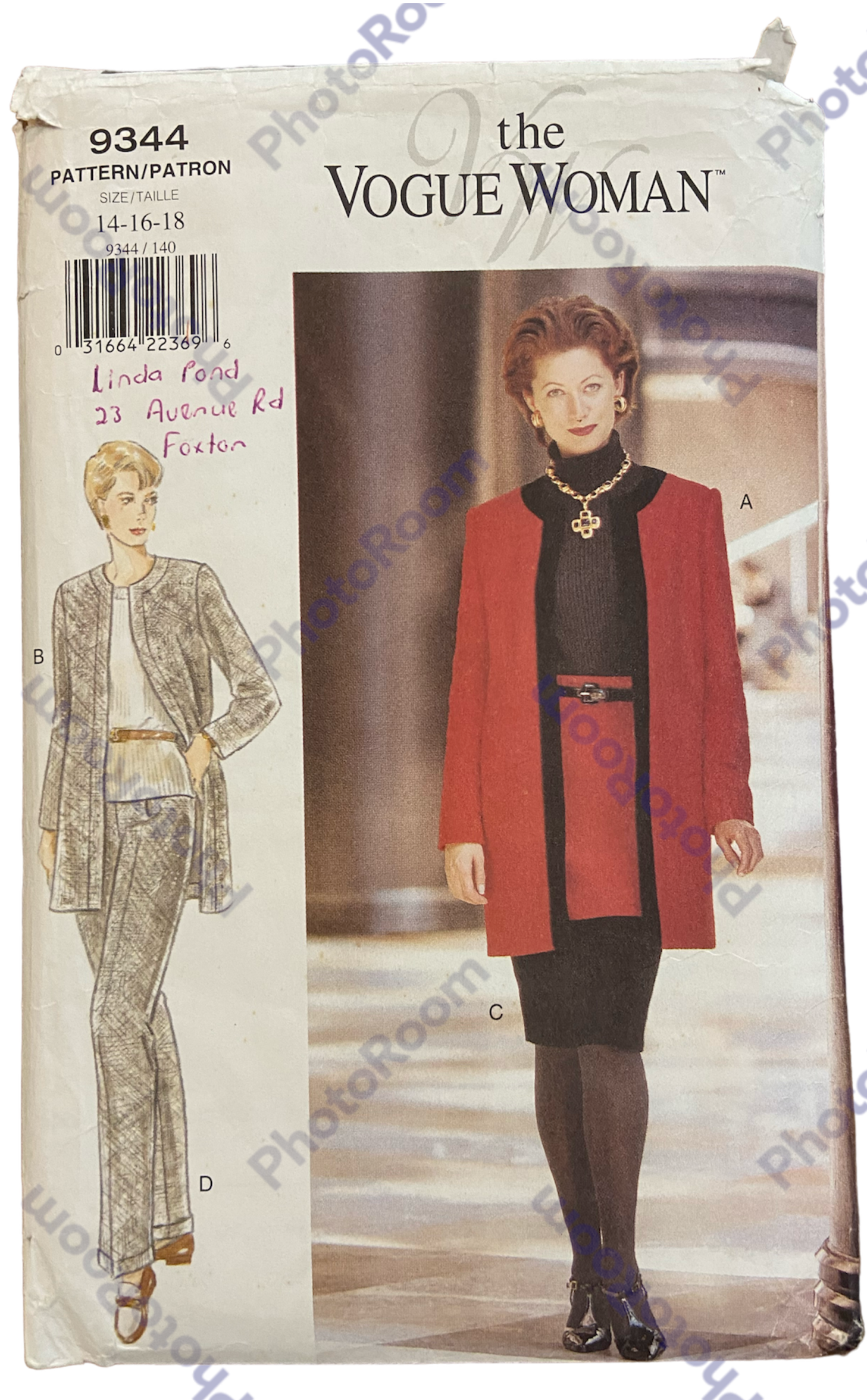 The Vogue Woman 9344 vintage 1990s jacket, skirt and pants sewing pattern Bust 36, 38, 40 inches