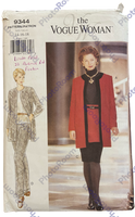 The Vogue Woman 9344 vintage 1990s jacket, skirt and pants sewing pattern Bust 36, 38, 40 inches