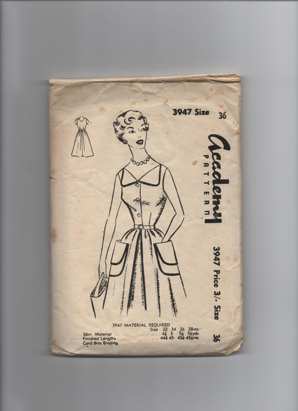 Academy 3947 vintage 1950s dress sewing pattern