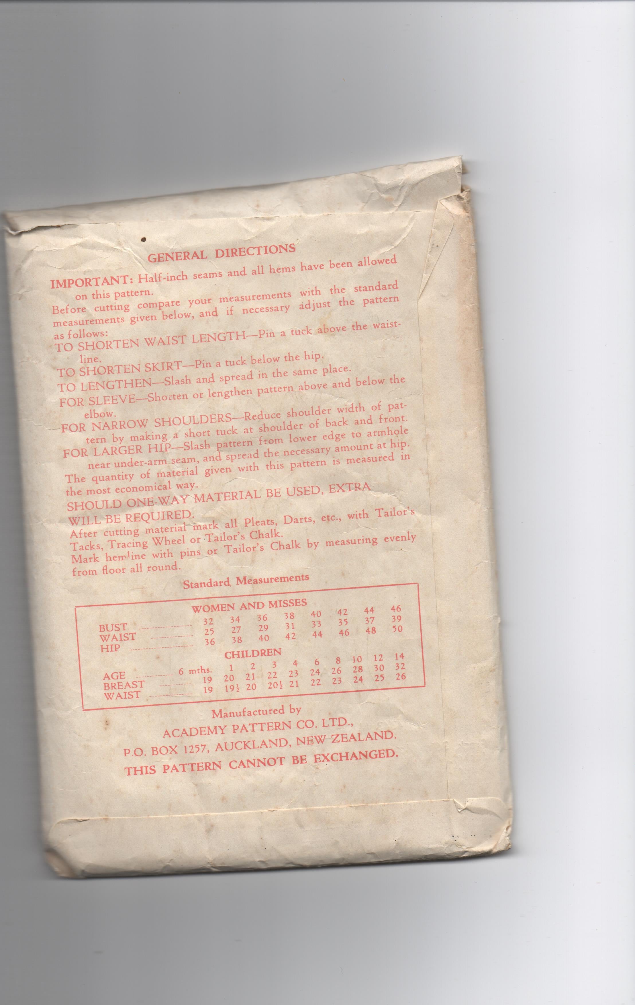 Academy 4343 vintage 1950s dress sewing pattern