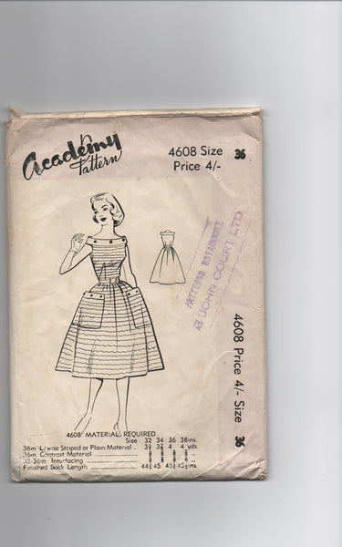 Academy 4608 vintage 1950s dress sewing pattern