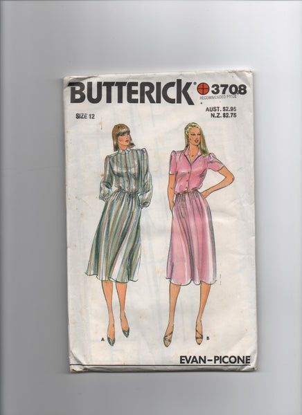 Butterick 3707 vintage 1970s or 1980s Evan Picone dress sewing pattern