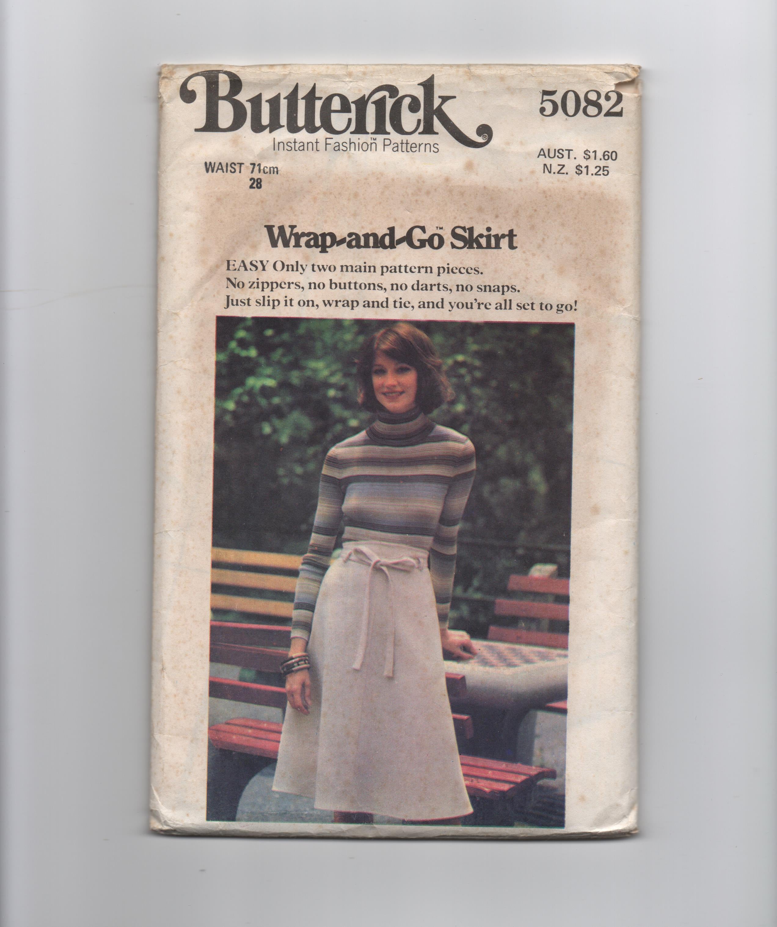 Butterick 5082 vintage 1970s wrap skirt sewing pattern