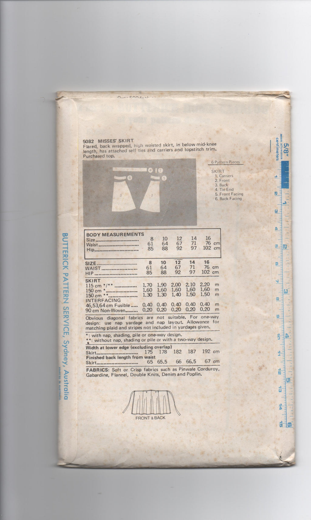 Butterick 5082 vintage 1970s wrap skirt sewing pattern