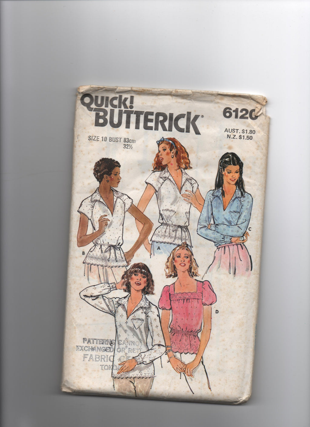 Butterick 6120 vintage 1980s blouse top sewing pattern