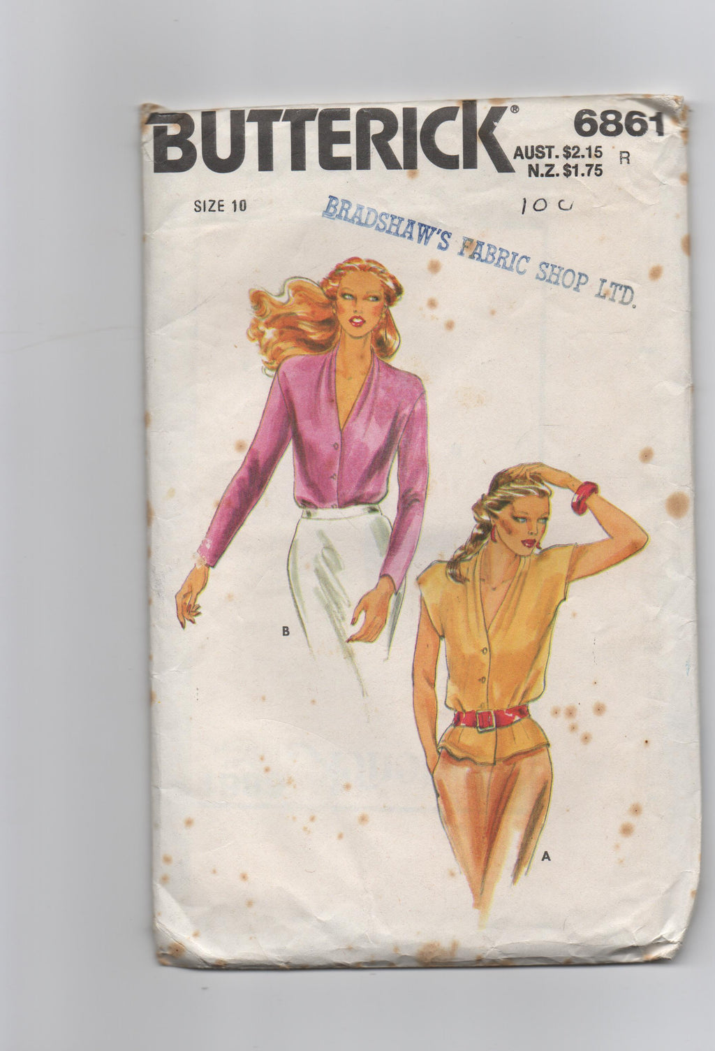 Butterick 6861 vintage 1980s blouse sewing pattern
