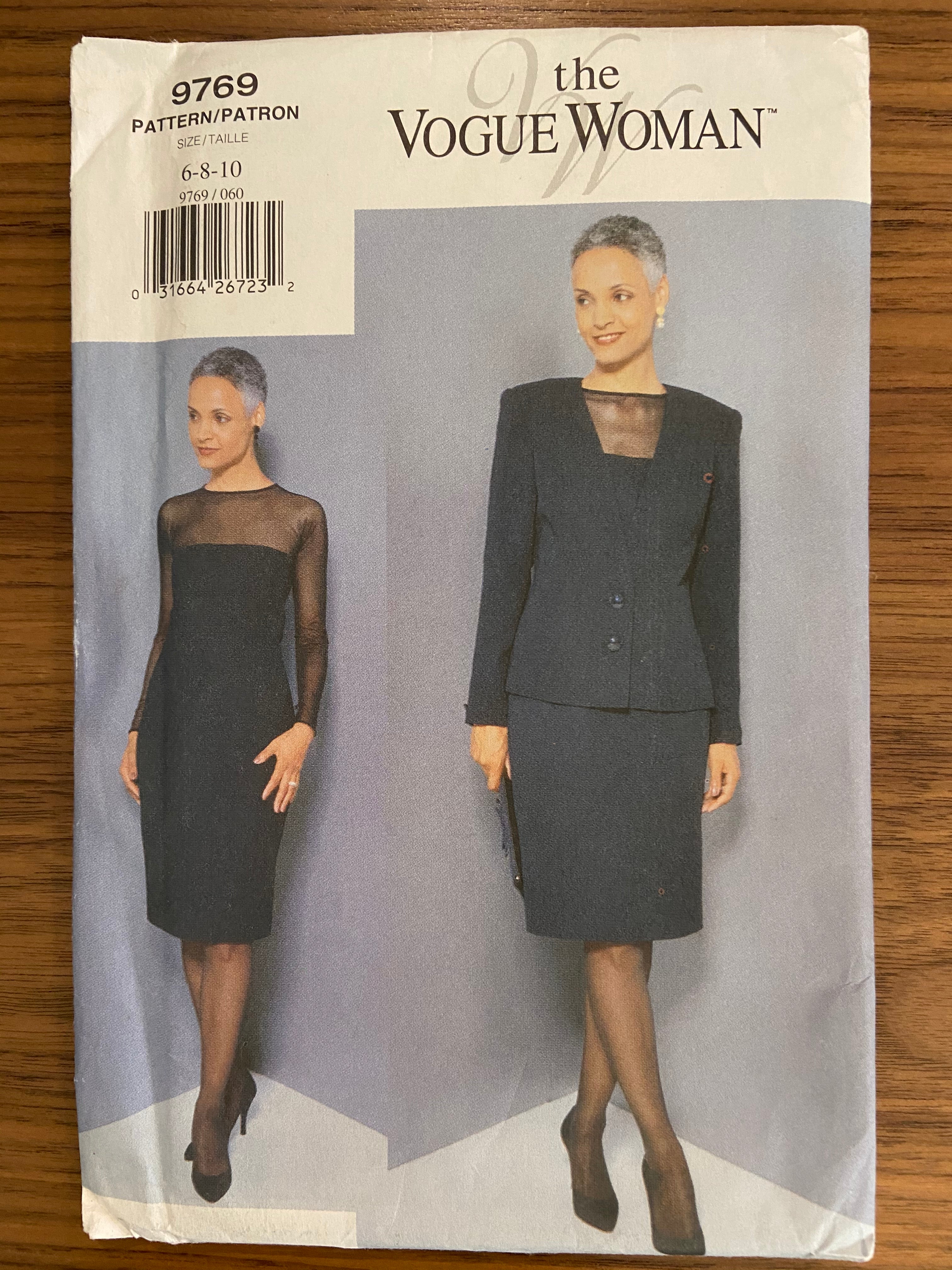 Vogue 9769 vintage 1990s dress and jacket sewing pattern Bust 30 1/2, 31 1/2, 32 1/2 inches