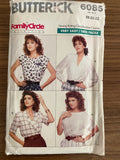 Butterick 6085 vintage 1980s blouse top sewing pattern