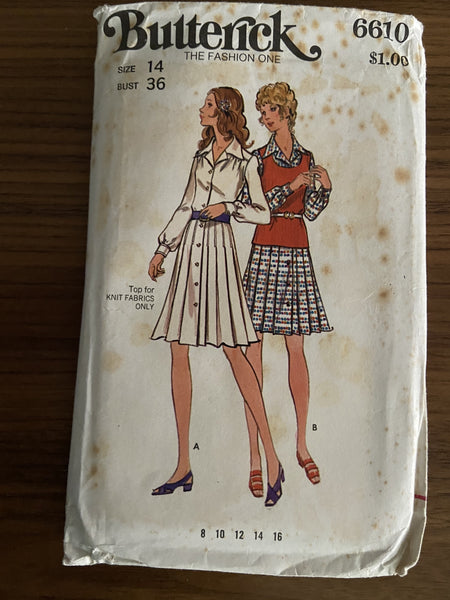 Butterick 6610 vintage 1970s  dress pattern