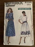 Butterick 6100 vintage 1980s dress sewing pattern