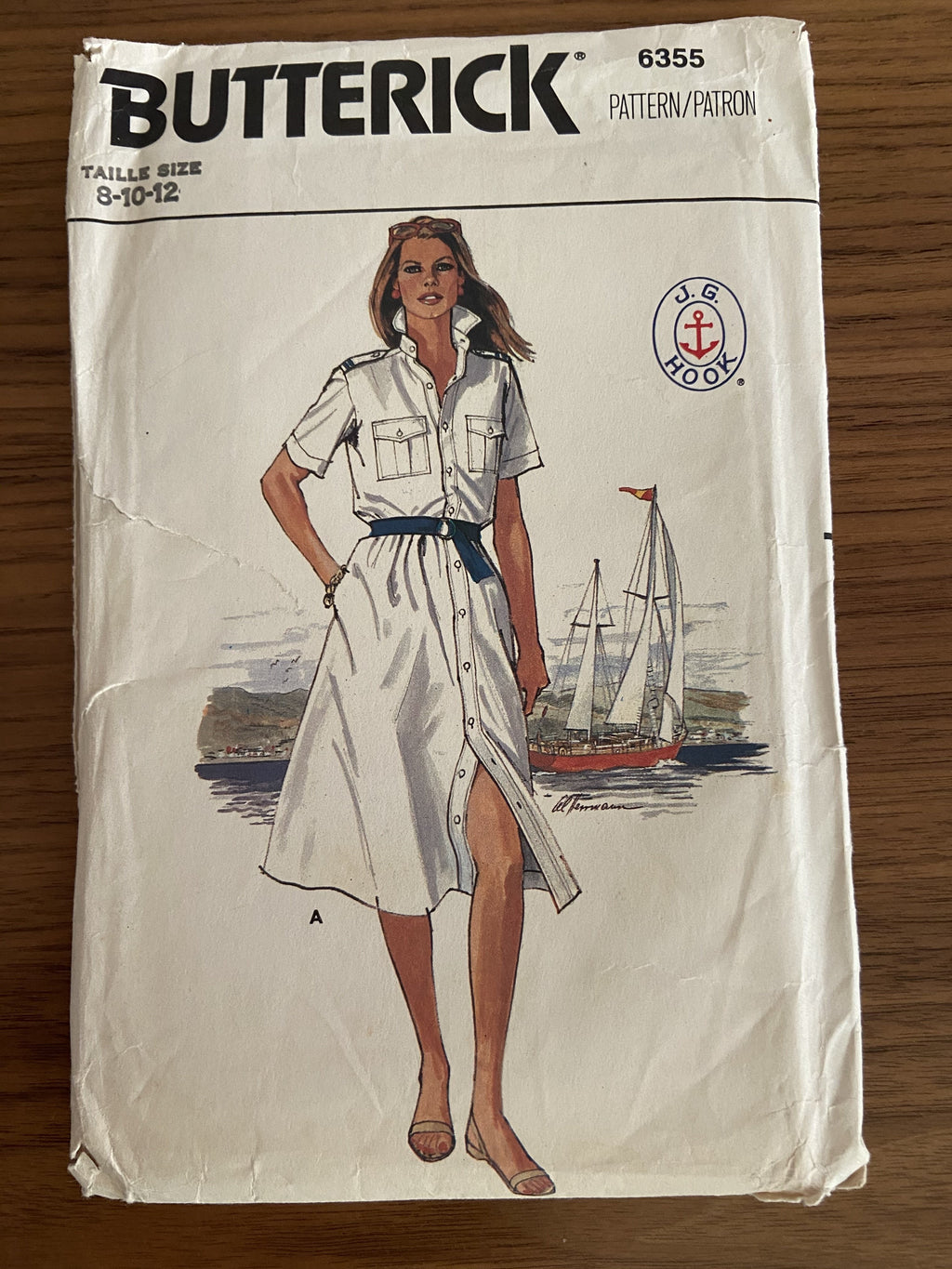 Butterick 6355 vintage 1980s shirt dress sewing pattern J.G.Hook