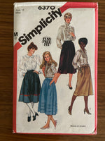 Simplicity 6370 vintage 1980s skirt sewing pattern